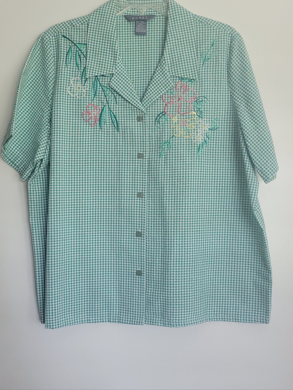 Koret Petite XL Checked Sears Sucker Blouse